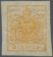 Österreich - Lombardei Und Venetien: 1850, 5 C Orange, Ungebrauchtes Ausnahme-Exemplar Mit Vollem Or - Lombardo-Vénétie