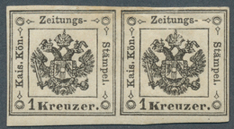 Österreich - Lombardei Und Venetien - Zeitungsstempelmarken: 1859, 1 Kreuzer Schwarz, Type I, Waager - Lombardy-Venetia