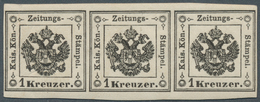 Österreich - Lombardei Und Venetien - Zeitungsstempelmarken: 1859, 1 Kreuzer Schwarz, Type I, Waager - Lombardo-Venetien