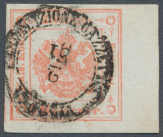 Österreich - Lombardei Und Venetien - Zeitungsstempelmarken: 1858, 4 Kreuzer Rot, Type I, Rechtes Ra - Lombardy-Venetia