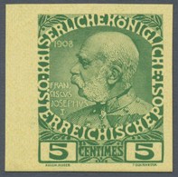 Österreichische Post Auf Kreta: 1908, Regierungs-Jubiläum 5 C Bis 1 Franc UNGEZÄHNTE ANDRUCKE Komple - Levante-Marken