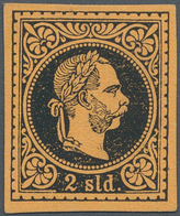 Österreichische Post In Der Levante: 1867, Zwei Ungezähnte Schwarze Probe-Andrucke Franz Joseph Im M - Levante-Marken