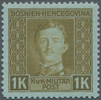 Bosnien Und Herzegowina (Österreich 1879/1918): 1918, 1 Kr. Olivgrün Auf Grünlich, Gezähnt, Nicht Ve - Bosnien-Herzegowina