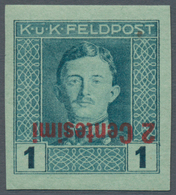 Österreichisch-Ungarische Feldpost - Italien: 1918, König Karl 1 H Bis 4 K UNGEZÄHNTE PROBEDRUCKE Mi - Other & Unclassified