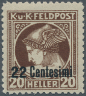 Österreichisch-Ungarische Feldpost - Italien: 1918, Feldpost-Zeitungsmarke "22 Centesimi" Auf 20 H B - Andere & Zonder Classificatie