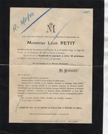 VP13.467 - GROSLAY 1944 - Faire - Part De Décès De Mr Léon PETIT - Obituary Notices