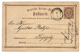 Deutsche Reichs-Post Eisenberg 1874 Nach Leipzig - Briefkaarten