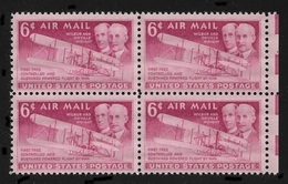 US 1949 Air Mail Wright Brothers Block Of 4 Scott # C45,VF-XF MNH**OG - 2b. 1941-1960 Unused