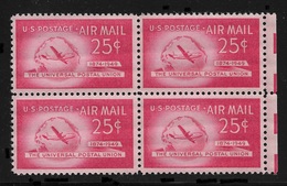 US 1949 Air Mail, UPU Boeing & Globe Block Of 4 Scott # C44,VF-XF MNH**OG - 2b. 1941-1960 Ungebraucht