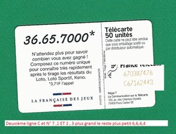 VARIÉTÉS FRANCE TÉLÉCARTE 06 / 96 F666  980 SC7 FRANÇAISE DES JEUX   50 UNITÉ   UTILISÉE - Variétés