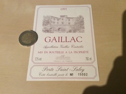 Etiquette De Vin 1997 Numéroté «GAILLAC - PORTE SAINT-SALVY - CAVE DE RABASTENS (81)» - Gaillac