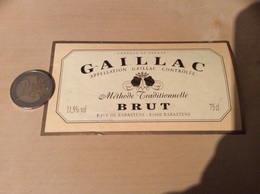 Etiquette De Vin «GAILLAC BRUT - CAVE DE RABASTENS (81)» - Gaillac