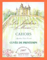 étiquette Vin De Cahors Cuvée De Printemps 1997 Les Jardins De Mercués Vigouroux à Mercues - 75 Cl - Cahors