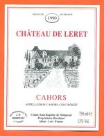 étiquette Vin De Cahors Chateau De Leret 1990 De Monpezat à Albas - 75 Cl - Cahors