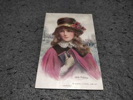 ANTIQUE POSTCARD GIRL WITH PURPLE CLOTHES " DEVOTION" SIGNED BY PHILIP BOILEAU CIRCULATED NO STAMP 1925 - Boileau, Philip