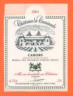 étiquette Autocollante Vin Cahors Chateau La Caminade 2001 Resses à Parnac - 75 Cl - Cahors