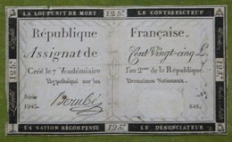 Assignat 125 Livres émission Du 7 Vendémiare An II Cf Lafaurie N°169 Signé BERUBE - Assignats & Mandats Territoriaux