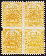 1866-1867. SAN TOMAS LA GUIRA Pto CABELLO. PAQUETE DOS REALES. 4-BLOCK. Yellow. (Michel FACIT LG 18) - JF193850 - Denmark (West Indies)