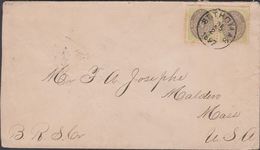 1897. Pair 5 CENTS Perf. 14 On Cover To Mass, USA From ST THOMAS 25 2 1897. NEW YORK ... () - JF301355 - Danemark (Antilles)