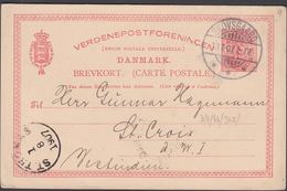 1907. 10 ØRE BREVKORT To Gunnar Hagemann, St. Croix, D.W.I. Cancelled SKOVGAARD 13.7.... () - JF301405 - Danemark (Antilles)