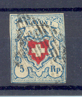 " Croix Non Encadrée, Rayon I "1851, Yvert 20, Cat. 130.00 Euros. - 1843-1852 Timbres Cantonaux Et  Fédéraux