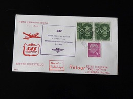 PREMIER VOL REGULIER  GOTEBORG - MUNICH - GOTEBORG   -  1956  - - Covers & Documents