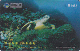 Télécarte Chine Tietong - Animal - TORTUE - PROTECT THE OCEAN SAVE THE TURTLE Phonecard - SCHILDKRÖTE TK - 98 - Turtles