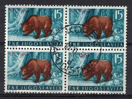 Italy Yugoslavia Trieste 1954 Zone B, Bear Fauna Animals (o), Used, Block 0f 4 - Afgestempeld