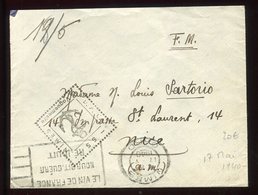 Cachet De Vaguemestre Sur Enveloppe En FM De Nîmes Pour Nice Le 17 Mai 1940 - N299 - WW II