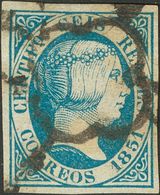 º10. 1851. 6 Reales Azul. Enormes Márgenes. MAGNIFICO. Cert. CEM. - Autres & Non Classés