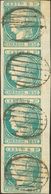 º16(4). 1852. 6 Reales Azul Verdoso, Tira De Cuatro Sobre Fragmento. Matasello PARRILLA, Muy Limpio. MAGNIFICA Y RARISIM - Other & Unclassified