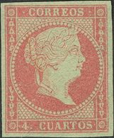 (*)40. 1855. 4 Cuartos Rojo Carmín. MAGNIFICO. Cert. CEM. - Andere & Zonder Classificatie