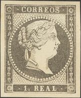 (*)49P. 1859. 1 Real Negro. PRUEBA DE PUNZON (márgenes Pequeños). MAGNIFICA Y RARA. (Gálvez 204) - Otros & Sin Clasificación