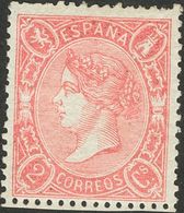 *74. 1865. 2 Cuartos Carmín Rosa. BONITO. Cert. CEM. - Altri & Non Classificati