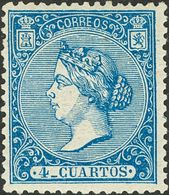 *81. 1866. 4 Cuartos Azul. MAGNIFICO. Edifil 2018: 59 Euros - Other & Unclassified