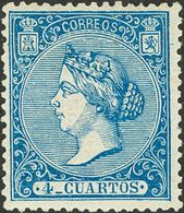 *81. 1866. 4 Cuartos Azul. MAGNIFICO. Edifil 2018: 59 Euros - Otros & Sin Clasificación