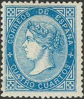 *88. 1867. 4 Cuartos Azul. Color Excepcional Y Excelente Centraje. MAGNIFICO. - Other & Unclassified