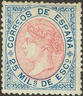 *95. 1867. 25 Mils Azul Y Rosa. MAGNIFICO. - Altri & Non Classificati