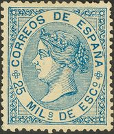 (*)9. 1868. 25 Mils Azul. Bien Centrado. MAGNIFICO. Dictamen GRAUS. - Other & Unclassified