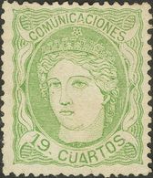 (*)114. 1870. 19 Cuartos Verde. Muy Bien Centrado. MAGNIFICO. Cert. CEM. - Altri & Non Classificati