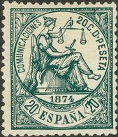 *146. 1874. 20 Cts Verde. Color Intenso Y Bien Centrado. MAGNIFICO. - Other & Unclassified