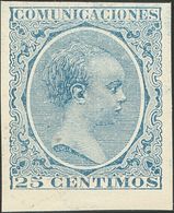 (*)221s. 1889. 25 Cts Azul, Borde De Hoja. SIN DENTAR. MAGNIFICO. - Altri & Non Classificati