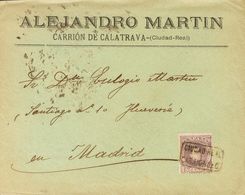 Sobre 245. 1904. 15 Cts Castaño Lila. CARRION DE CALATRAVA A MADRID. Matasello Cartería CIUDAD-REAL / CARRION DE C. MAGN - Otros & Sin Clasificación