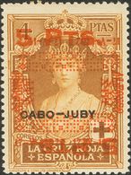 **400hhi. 1927. 5 Pts Sobre 4 Pts Castaño Amarillo. Variedad SOBRECARGA DOBLE, UNA INVERTIDA. MAGNIFICO Y RARO. Cert. GR - Other & Unclassified