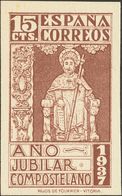 (*)833P. 1937. 15 Cts Castaño. ENSAYO DE COLOR Y SIN DENTAR, Sobre Cartulina De Naipes. MAGNIFICO Y RARO. - Otros & Sin Clasificación