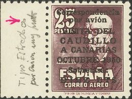 *1083. 1950. CAUDILLO A CANARIAS SIN NUMERO, Con La Variedad "Por Avión" Más Corto, Borde De Hoja. Bien Centrado. MAGNIF - Other & Unclassified