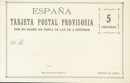 (*)EPCC1. 1885. 5 Cts Negro. TARJETA POSTAL PROVISORIA DE CARRERAS CANDI (sin La Marquilla Violeta). MAGNIFICA. - Sonstige & Ohne Zuordnung