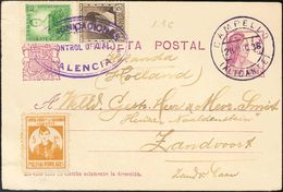 Sobre EP69, 681, 682. 1936. 15 Cts Lila Sobre Tarjeta Entero Postal De EL CAMPELLO (ALICANTE) A ZANDVOORT (HOLANDA), Con - Otros & Sin Clasificación