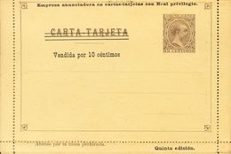 (*)EPP8. 1892. 15 Cts Castaño Sobre CARTA-TARJETA ANUNCIADORA. Quinta Edición. MAGNIFICA Y MUY RARA. - Autres & Non Classés