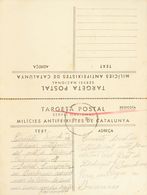 Sobre . (1937ca). Tarjeta Postal De Ida Y Vuelta Del SERVEI NACIONAL MILICIES ANTIFEIXISTES DE CATALUNYA, La Vuelta Diri - Altri & Non Classificati